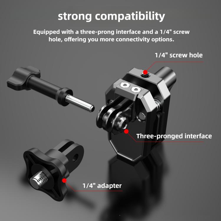 Aluminium Alloy Windscreen Clamp Adapter Mount Bracket with T-Screw - Black