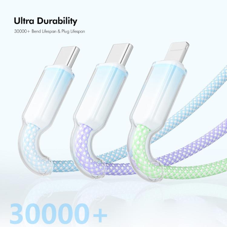 ENKAY 120W USB to Dual Type-C ＆ 8 Pin Nylon Braided Fast Charging Cable, Length: 1.2m
