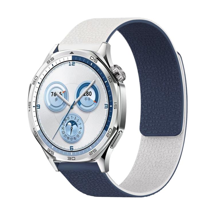 20mm Two Color Lychee Texture Magnetic Silicone Watch Band