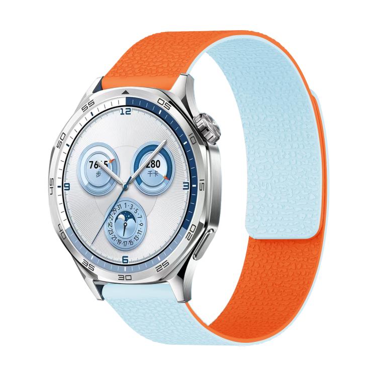 20mm Two Color Lychee Texture Magnetic Silicone Watch Band