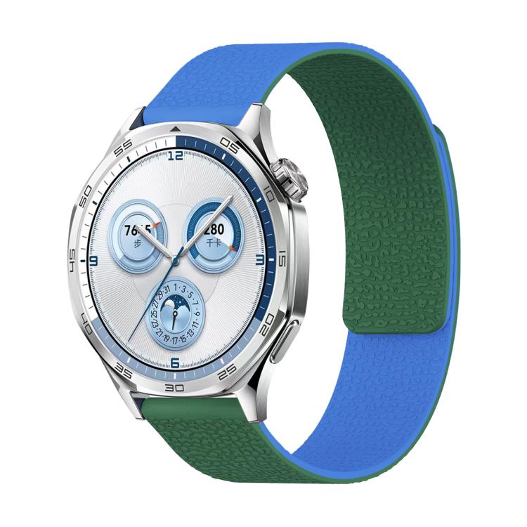 20mm Two Color Lychee Texture Magnetic Silicone Watch Band