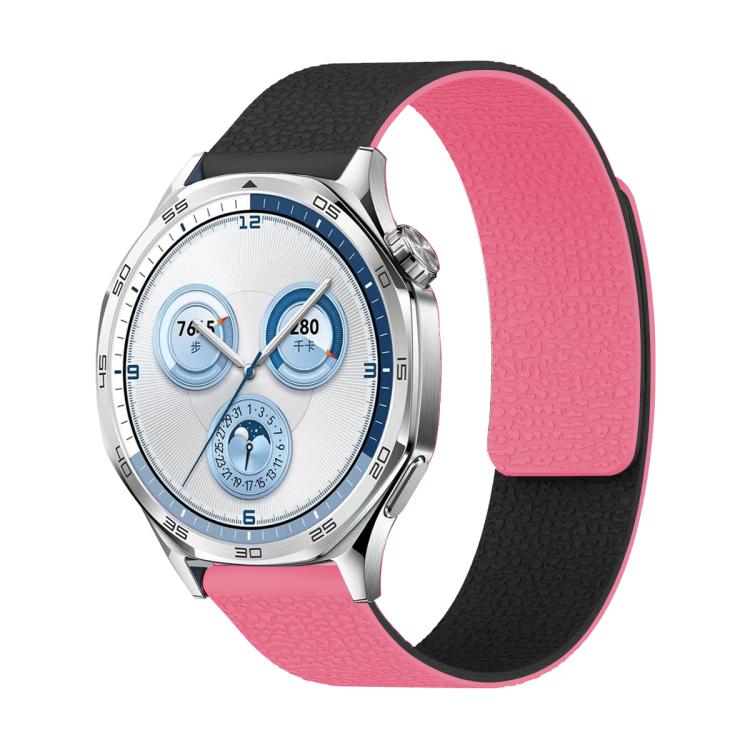 22mm Two Color Lychee Texture Magnetic Silicone Watch Band