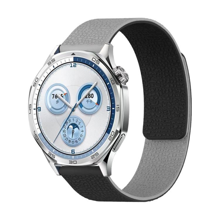 22mm Two Color Lychee Texture Magnetic Silicone Watch Band