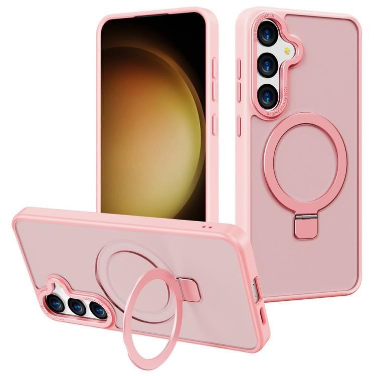 For Samsung Galaxy S25 5G Kalebol Metal Frame Frosted MagSafe Holder PC Phone Case
