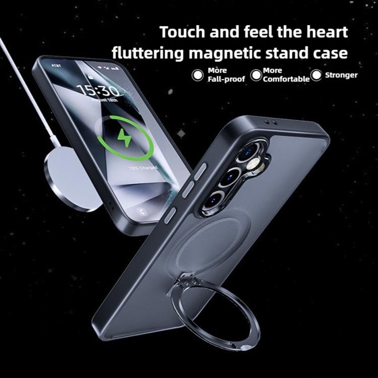 For Samsung Galaxy S22 5G Kalebol Metal Frame Frosted MagSafe Holder PC Phone Case