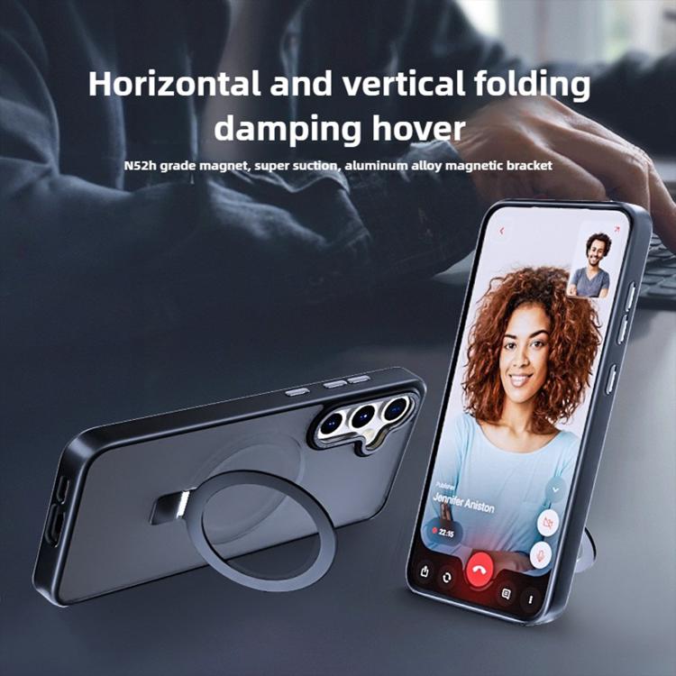 For Samsung Galaxy S22 5G Kalebol Metal Frame Frosted MagSafe Holder PC Phone Case