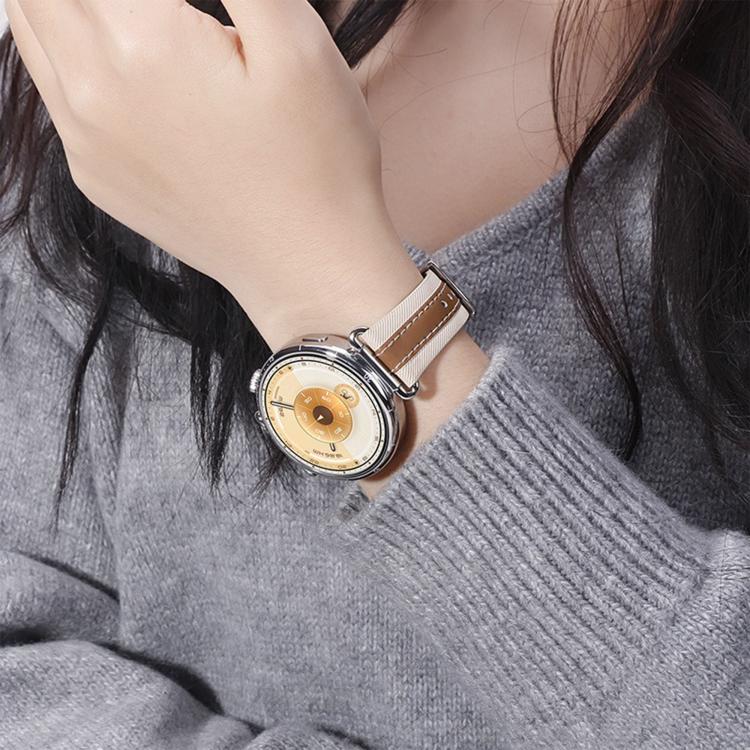 For Huawei Watch GT 6 41mm Press Button Two Color Stitching Vegan Leather Watch Band