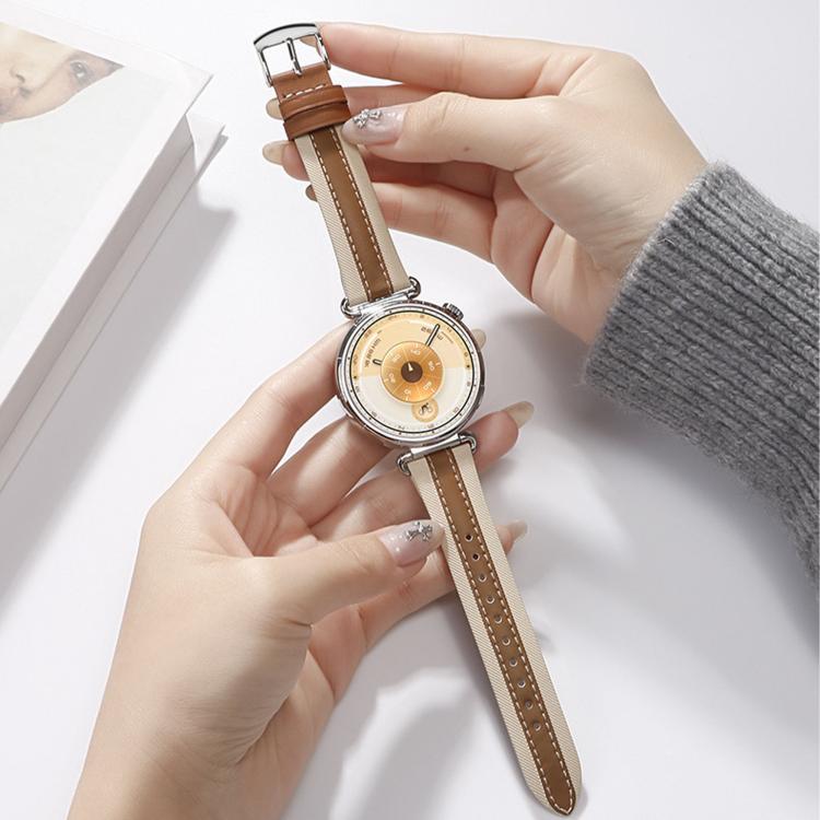 For Huawei Watch GT 6 41mm Press Button Two Color Stitching Vegan Leather Watch Band