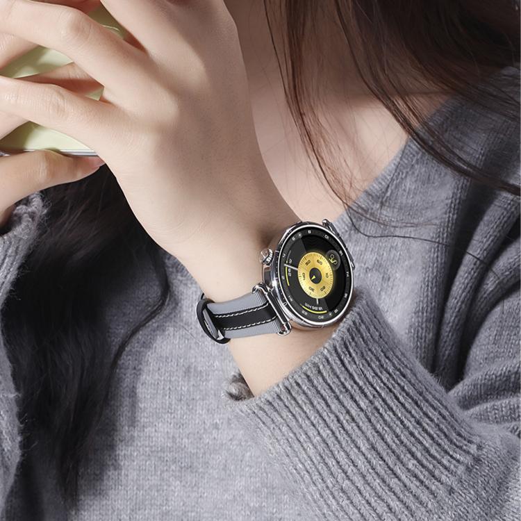 For Huawei Watch GT 6 41mm Press Button Two Color Stitching Vegan Leather Watch Band