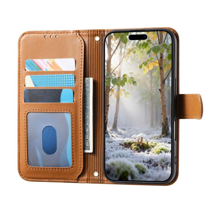 For iPhone 16 Plus Rhombic Texture Zipper Wallet Metal Bow-knot Vegan Leather Phone Case with Strap