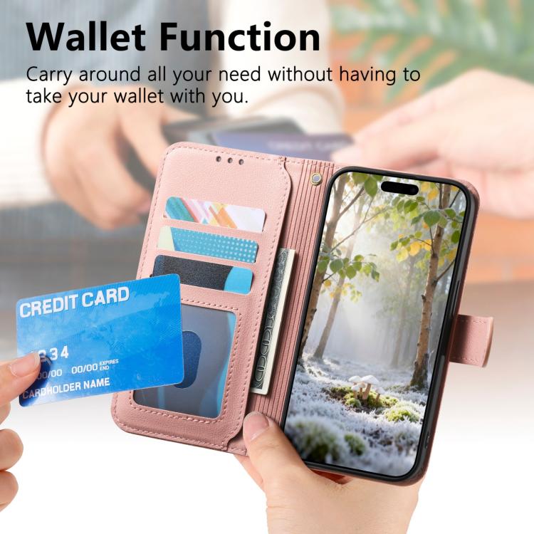 For iPhone Air Rhombic Texture Zipper Wallet Metal Bow-knot Vegan Leather Phone Case with Strap
