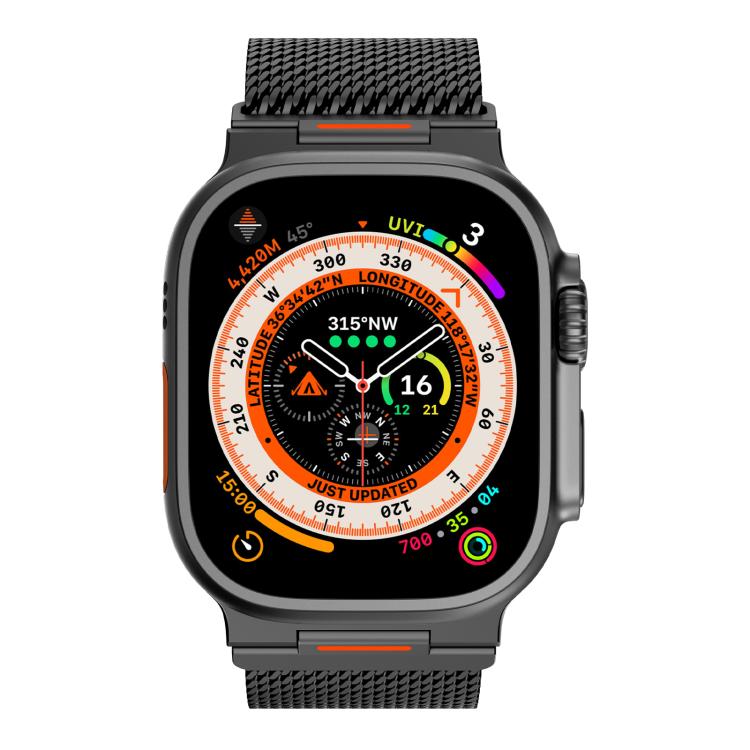 For Apple Watch 42 / 44 / 45 / 46 / 49mm Vitality Coarse Mesh Milan Magnetic Watch Band
