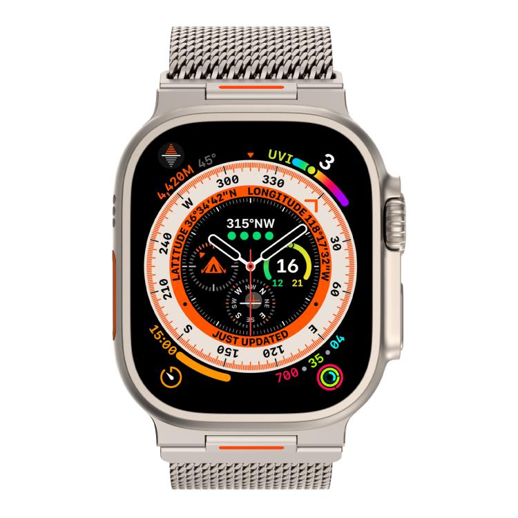 For Apple Watch 42 / 44 / 45 / 46 / 49mm Vitality Coarse Mesh Milan Magnetic Watch Band