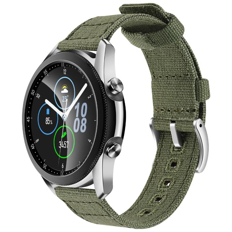 20mm Silver Pin Buckle Woven Canvas Watch Band