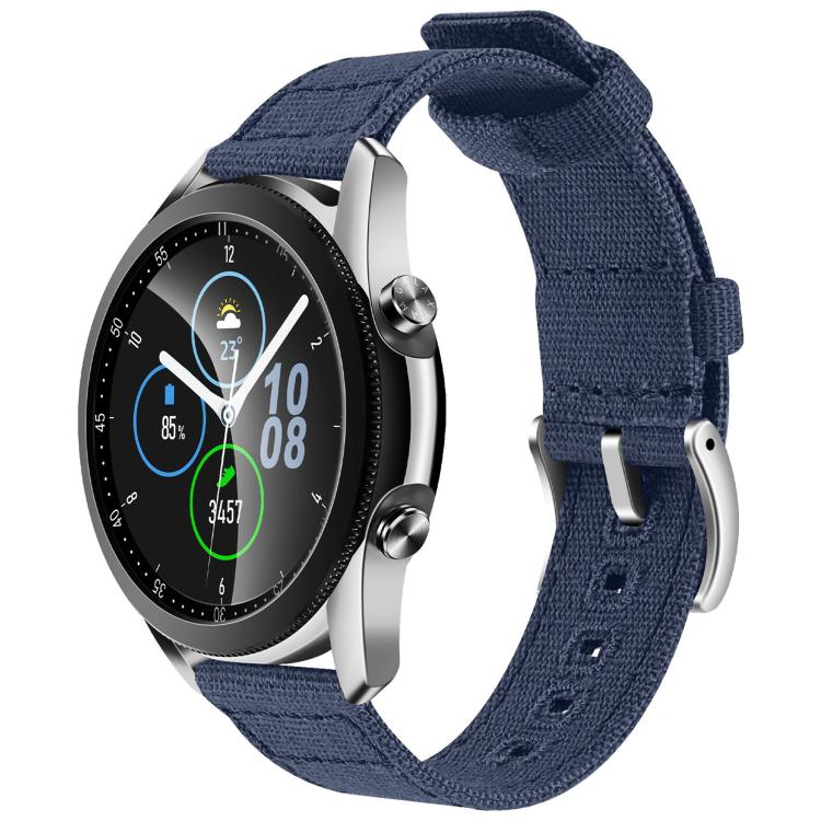 20mm Silver Pin Buckle Woven Canvas Watch Band