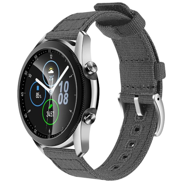 20mm Silver Pin Buckle Woven Canvas Watch Band
