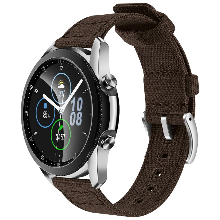 22mm Silver Pin Buckle Woven Canvas Watch Band