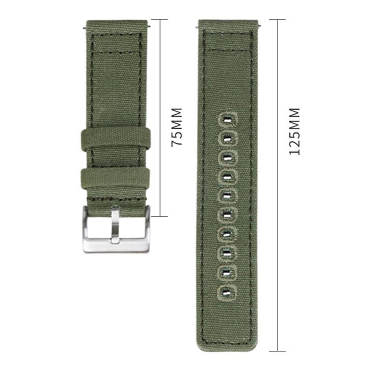 22mm Silver Pin Buckle Woven Canvas Watch Band