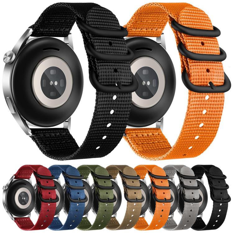 22mm Dual Ring Black Buckle Single Color Nylon Watch Band