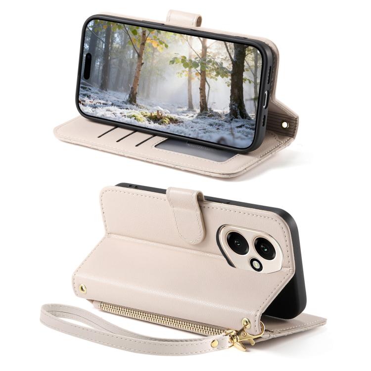 For Honor 400 Global 156.5mm Rhombic Texture Zipper Wallet Metal Bow-knot Vegan Leather Phone Case with Strap