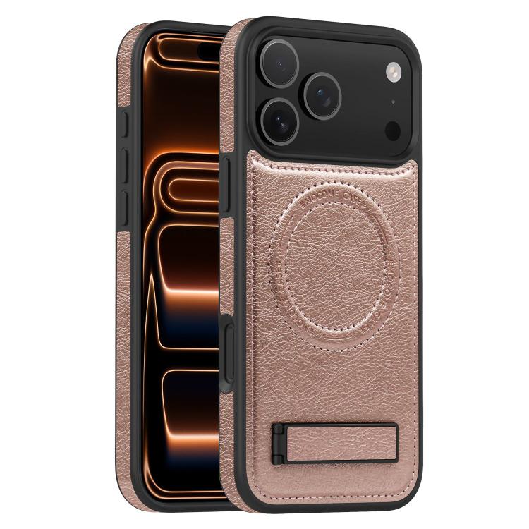 For iPhone 17 Pro Multi-function Holder MagSafe PU Phone Case