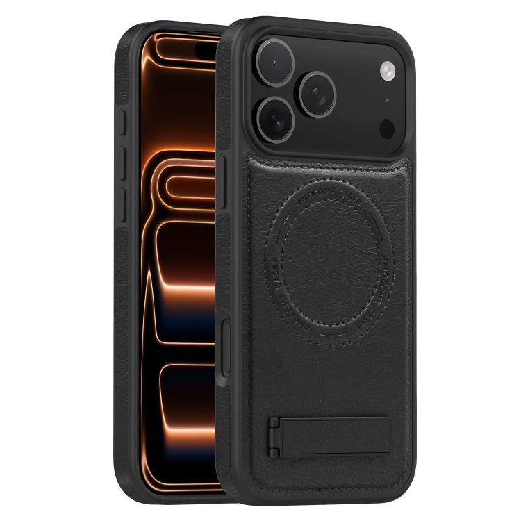 For iPhone 17 Pro Multi-function Holder MagSafe PU Phone Case