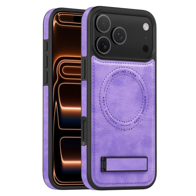 For iPhone 17 Pro Multi-function Holder MagSafe PU Phone Case