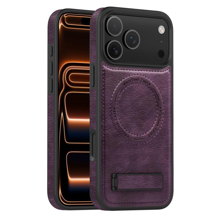 For iPhone 17 Pro Multi-function Holder MagSafe PU Phone Case