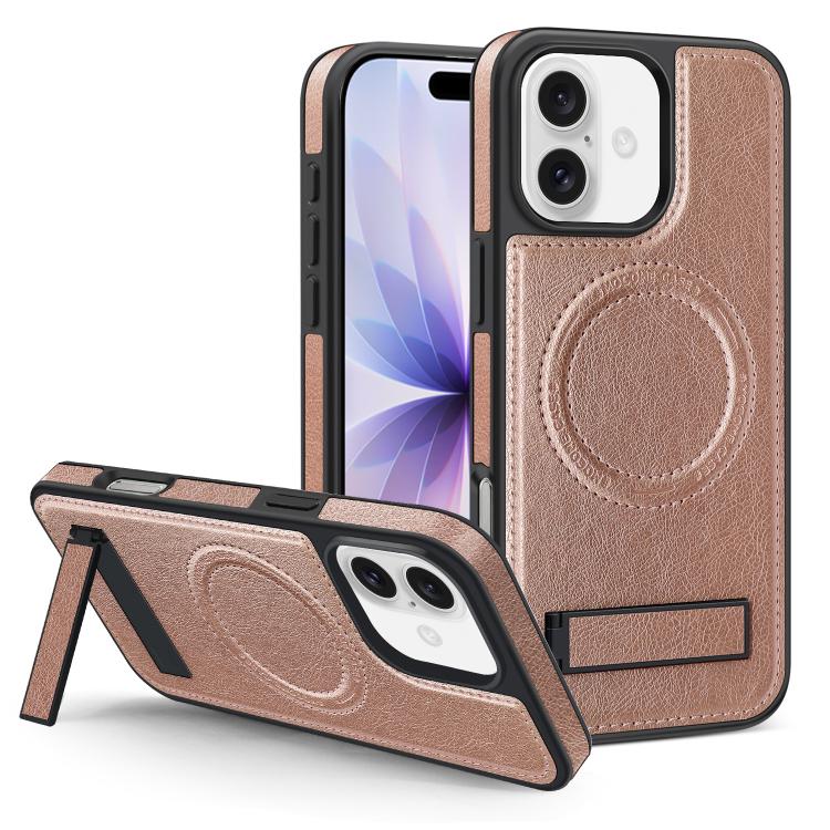 For iPhone 17 Multi-function Holder MagSafe PU Phone Case
