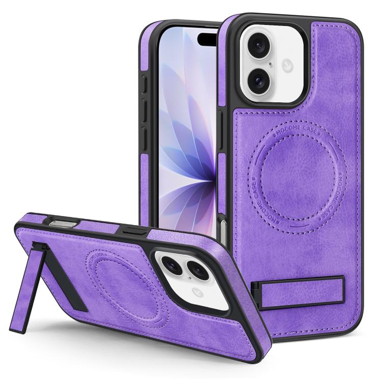 For iPhone 17 Multi-function Holder MagSafe PU Phone Case