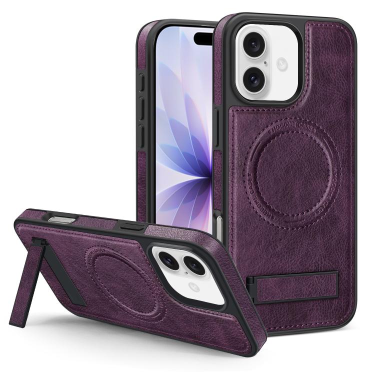 For iPhone 17 Multi-function Holder MagSafe PU Phone Case