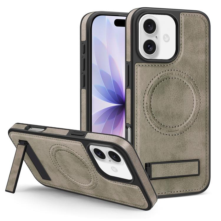 For iPhone 17 Multi-function Holder MagSafe PU Phone Case