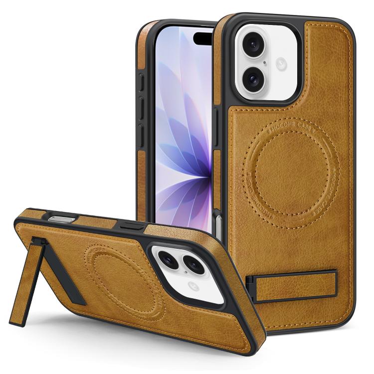 For iPhone 17 Multi-function Holder MagSafe PU Phone Case