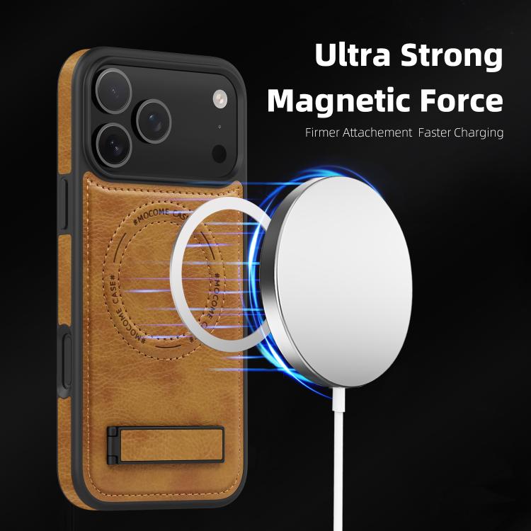 For iPhone 17 Pro Max Multi-function Holder MagSafe PU Phone Case