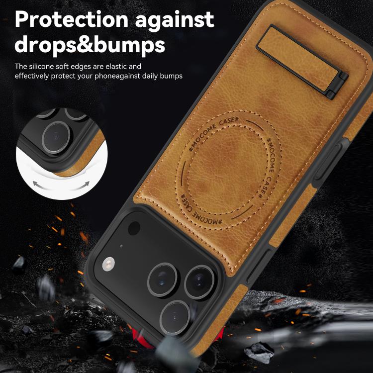 For iPhone 17 Pro Max Multi-function Holder MagSafe PU Phone Case