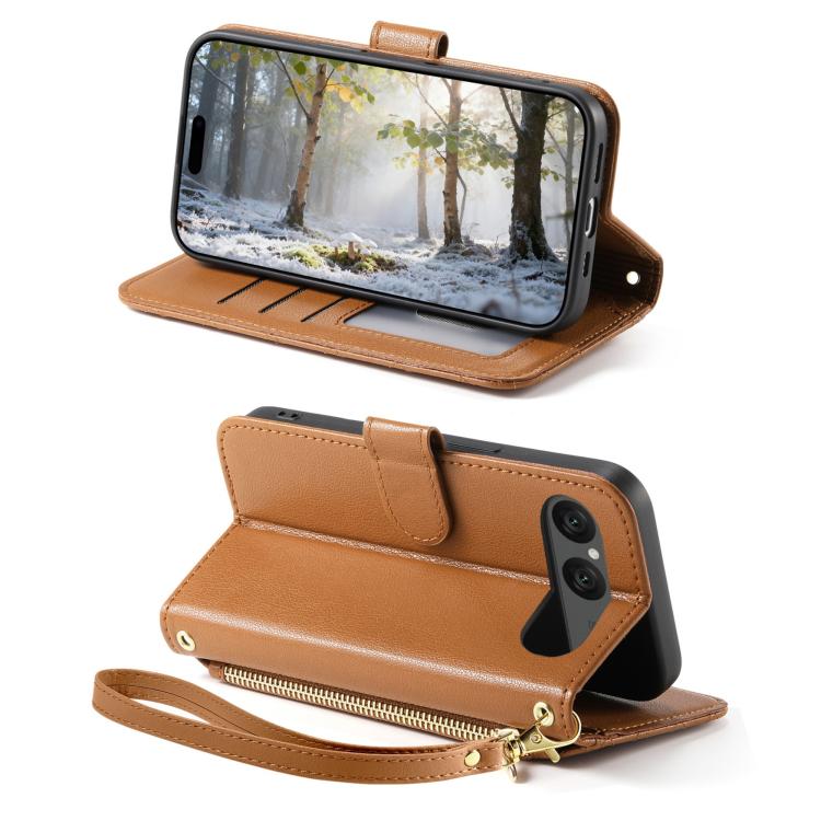For Sony Xperia 10 VII Rhombic Texture Zipper Wallet Metal Bow-knot Vegan Leather Phone Case with Strap
