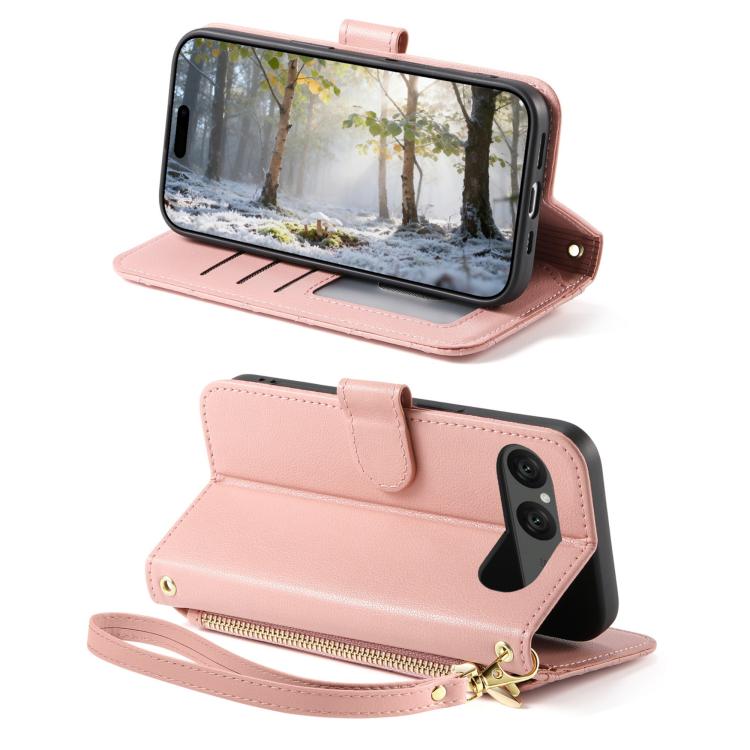 For Sony Xperia 10 VII Rhombic Texture Zipper Wallet Metal Bow-knot Vegan Leather Phone Case with Strap