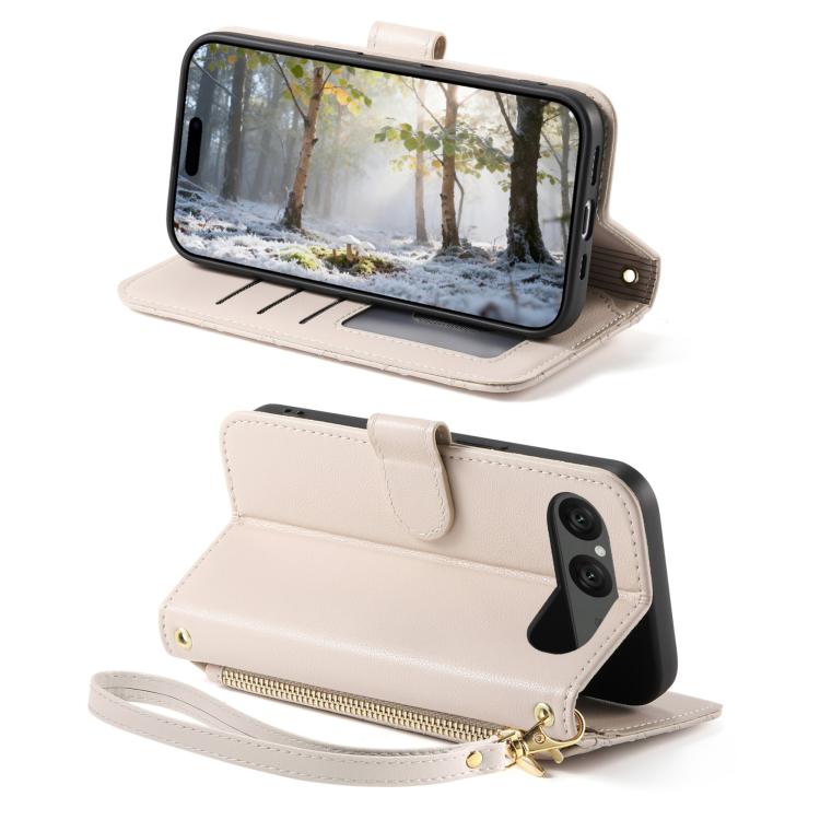 For Sony Xperia 10 VII Rhombic Texture Zipper Wallet Metal Bow-knot Vegan Leather Phone Case with Strap