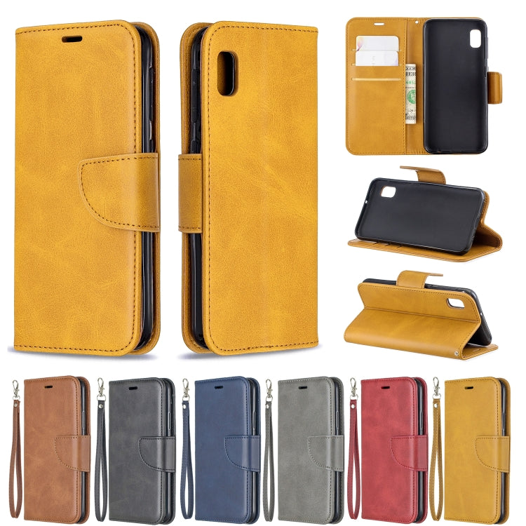 Retro Lambskin Texture Pure Color Horizontal Flip PU Leather Case for Galaxy A10E, with Holder & Card Slots & Wallet & Lanyard