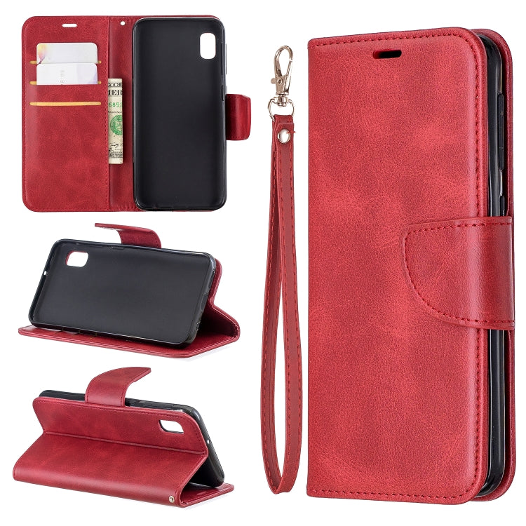 Retro Lambskin Texture Pure Color Horizontal Flip PU Leather Case for Galaxy A10E, with Holder & Card Slots & Wallet & Lanyard