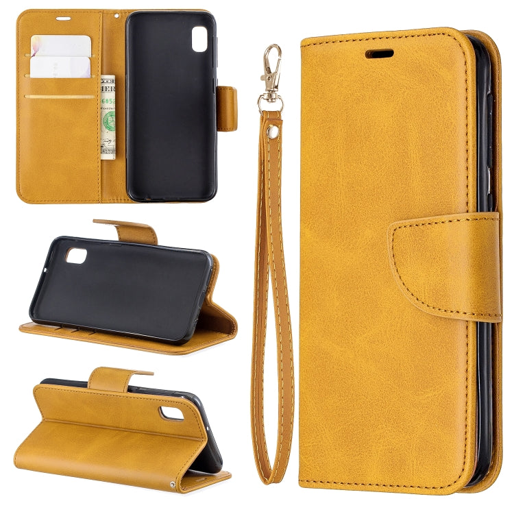 Retro Lambskin Texture Pure Color Horizontal Flip PU Leather Case for Galaxy A10E, with Holder & Card Slots & Wallet & Lanyard