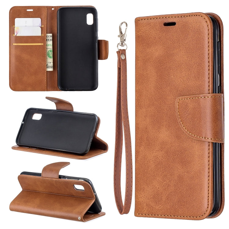 Retro Lambskin Texture Pure Color Horizontal Flip PU Leather Case for Galaxy A10E, with Holder & Card Slots & Wallet & Lanyard