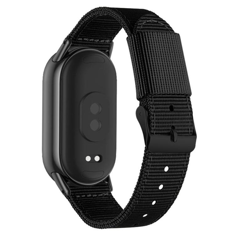 For Xiaomi Smart Band 10 / 9 / 8 Black Pin Buckle Single Color Woven Nylon Watch Band