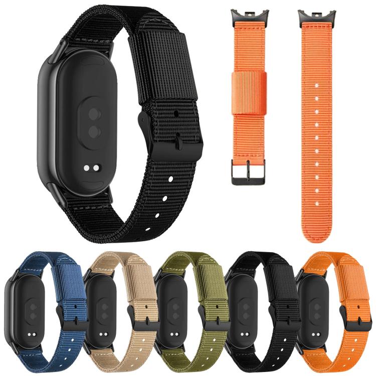 For Xiaomi Smart Band 10 / 9 / 8 Black Pin Buckle Single Color Woven Nylon Watch Band