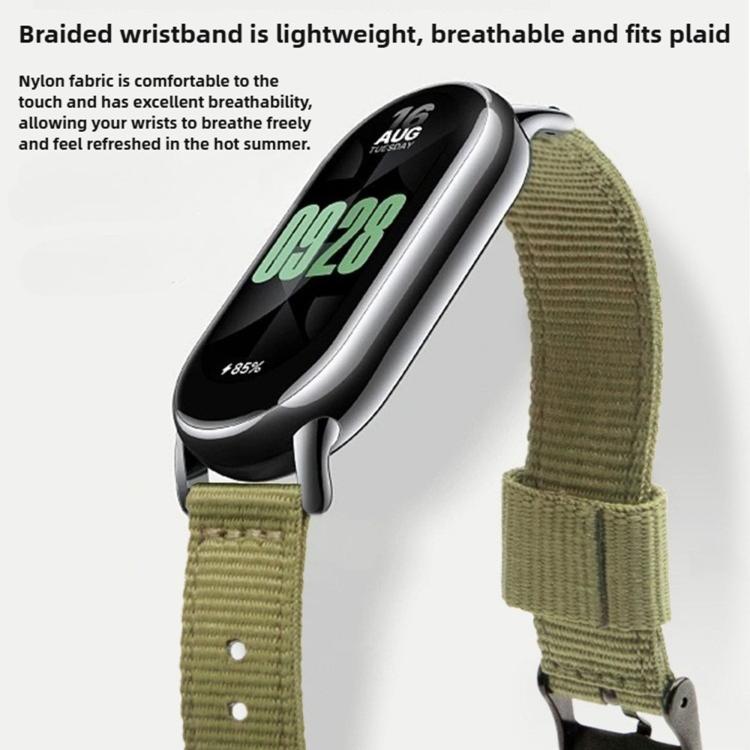 For Xiaomi Smart Band 10 / 9 / 8 Black Pin Buckle Single Color Woven Nylon Watch Band