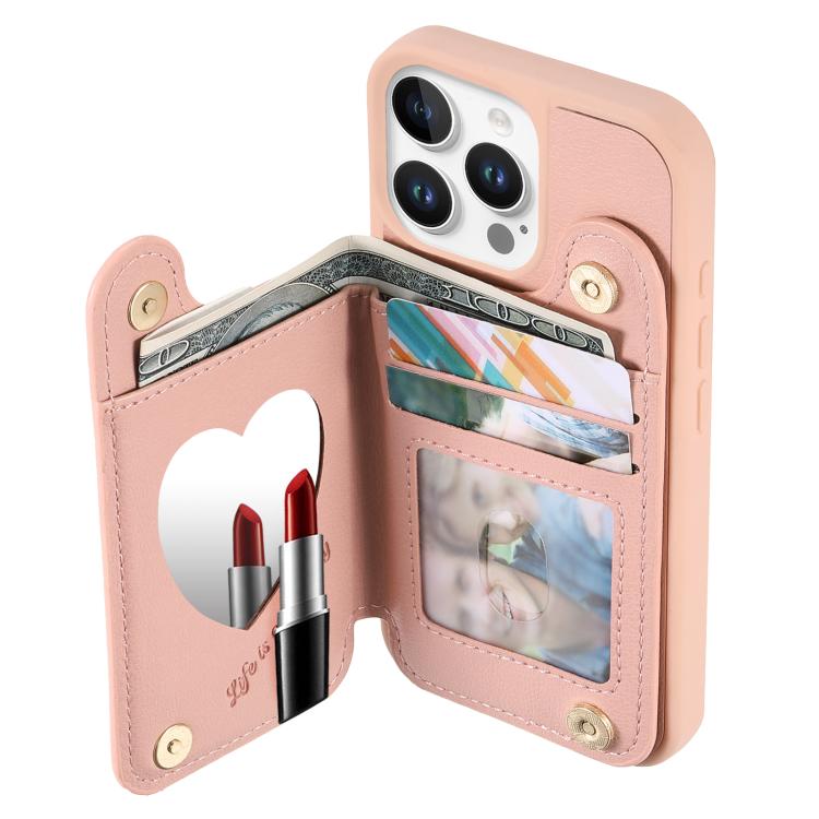 For iPhone 16 Pro Max Mirror Rhombic Texture Metal Bow-knot Vegan Leather Card Bag Phone Case