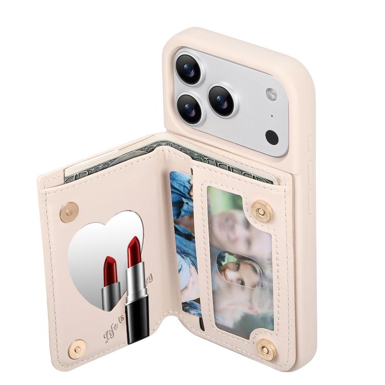 For iPhone 17 Pro Max Mirror Rhombic Texture Metal Bow-knot Vegan Leather Card Bag Phone Case