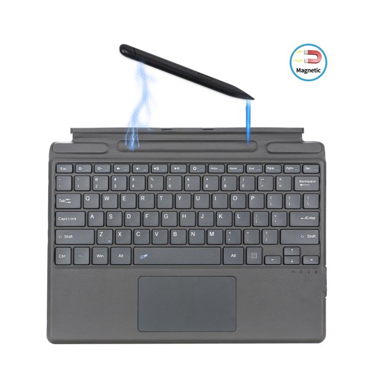 For Microsoft Surface Pro 8 / 9 / 10 / 11 / X Ultra Slim Wireless Bluetooth Magnetic Pen Slot Keyboard - Black Grey