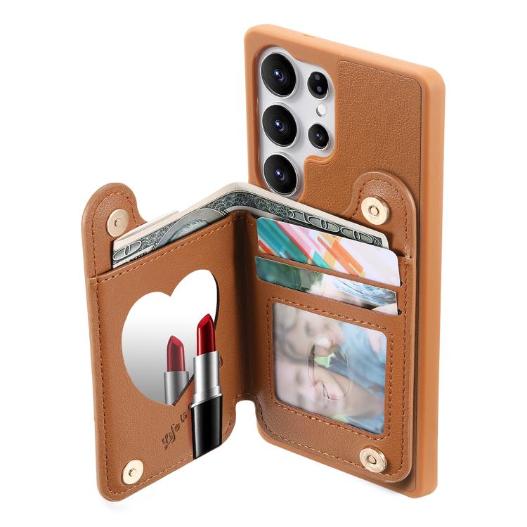 For Samsung Galaxy S25 Ultra 5G Mirror Rhombic Texture Metal Bow-knot Vegan Leather Card Bag Phone Case