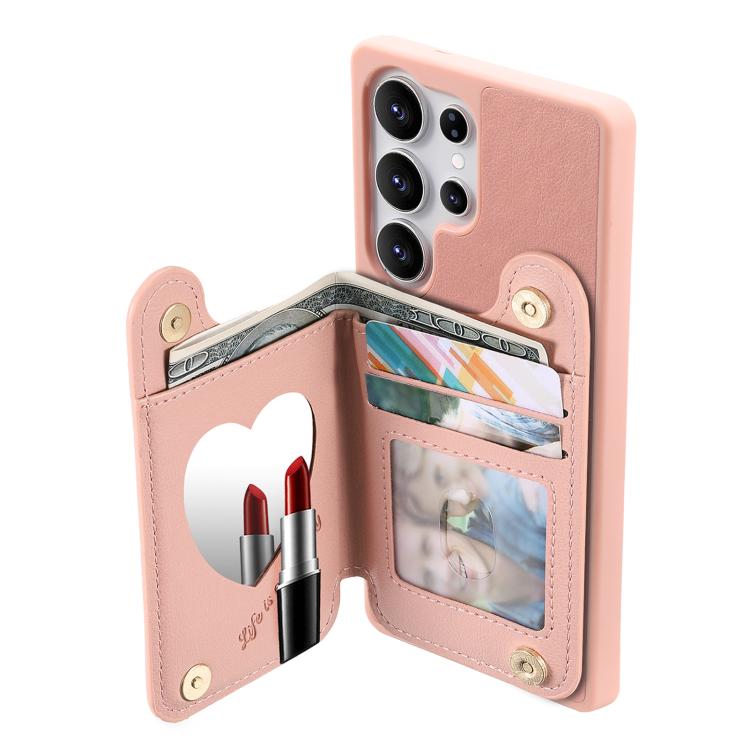 For Samsung Galaxy S25 Ultra 5G Mirror Rhombic Texture Metal Bow-knot Vegan Leather Card Bag Phone Case